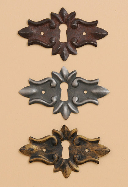 Schlüsselschilder geprägt, Nr. 224, Oberfläche Rost-Zinn-Messing Antik