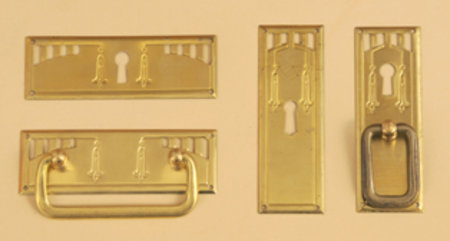 Möbelgriffe und Schlüsselschilder, Nr. 464, Oberfläche Messing-roh