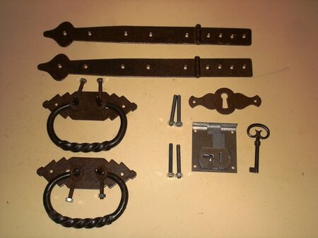 Truhenband, Truhengriff, Schlüsselschild und Schloß - Set 6 teile